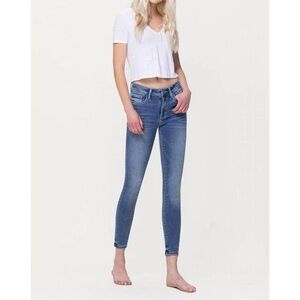 Women’s FLYING MONKEY Mid rise Frayed wash ankle skinny jeans - 25